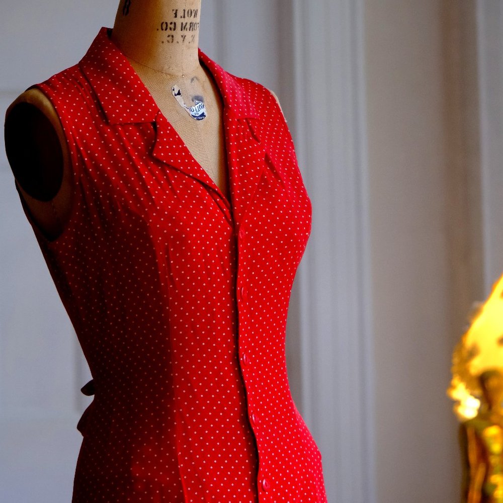 Vintage 50's Sleeveless Polka Dot Dress